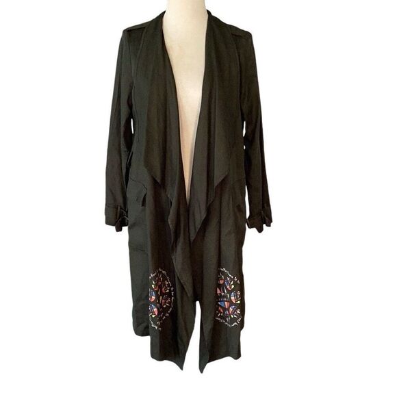 Desigual Learn To Be Free Jacket Women’s 40 Olive Green Trench Coat - Picture 1 of 11